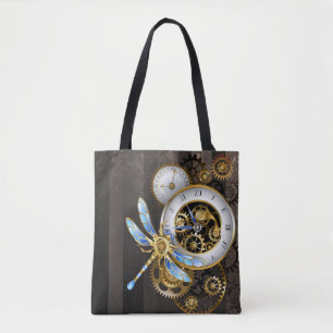 Bolsa Tote Dials Steampunk com Dragonfly