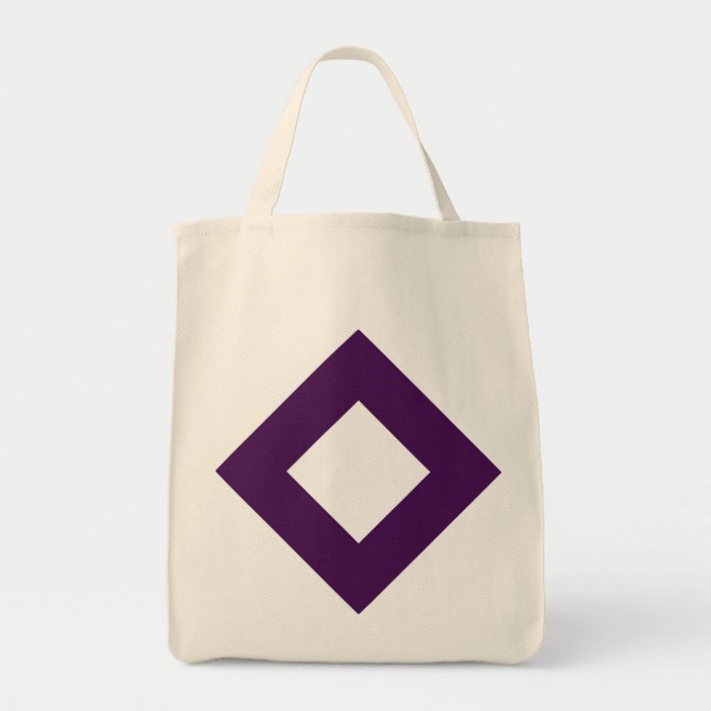 Bolsa Tote Diamante Branco, Borda Roxa Ousada (Frente)