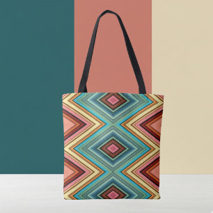Bolsa Tote Diamante e Listra Suave Multicolorido