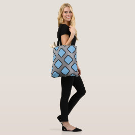 Bolsa Tote Diamantes Azuis Claro no Fundo Prateado