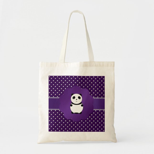 Bolsa Tote Diamantes bonitos do roxo da panda (Frente)