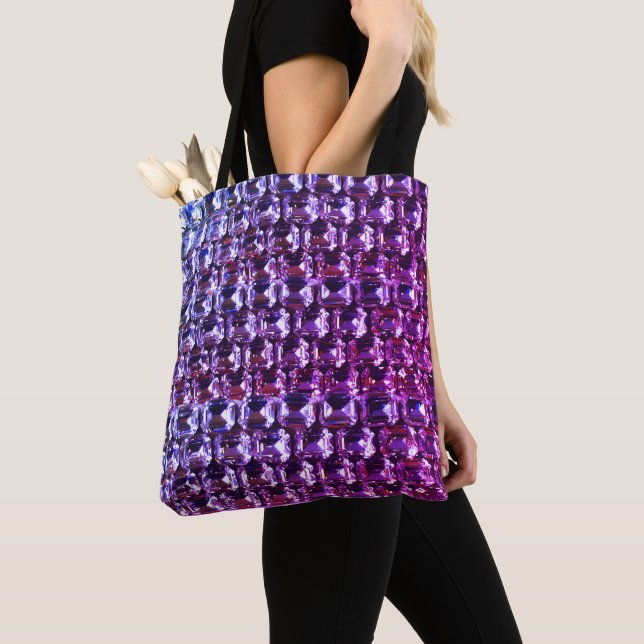 Bolsa Tote Diamantes de pedra roxa Elegante (Close Up)