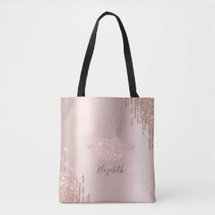 Bolsa Tote Diamantes de Trendy Lábios Rosa Digmas de Glitter