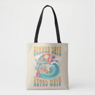 Bolsa Tote Dias de Verão, design de texto de trajetos retrógr