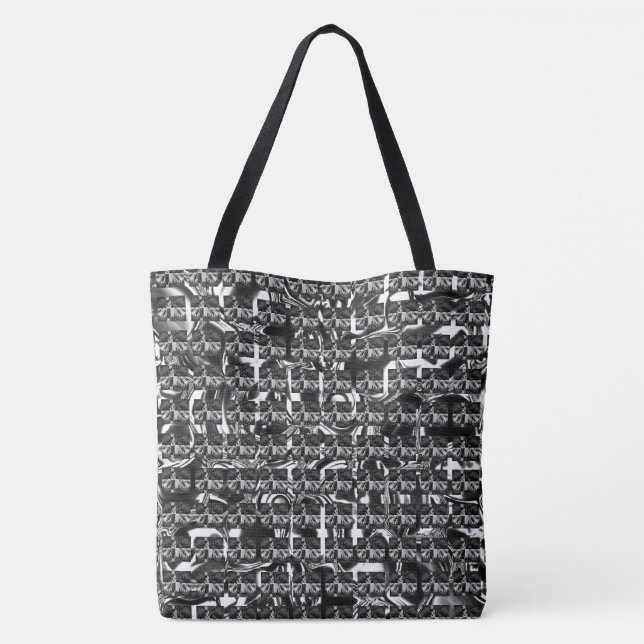 Bolsa Tote Diferentes cinzas, diferentes fitas ou formas (Verso)