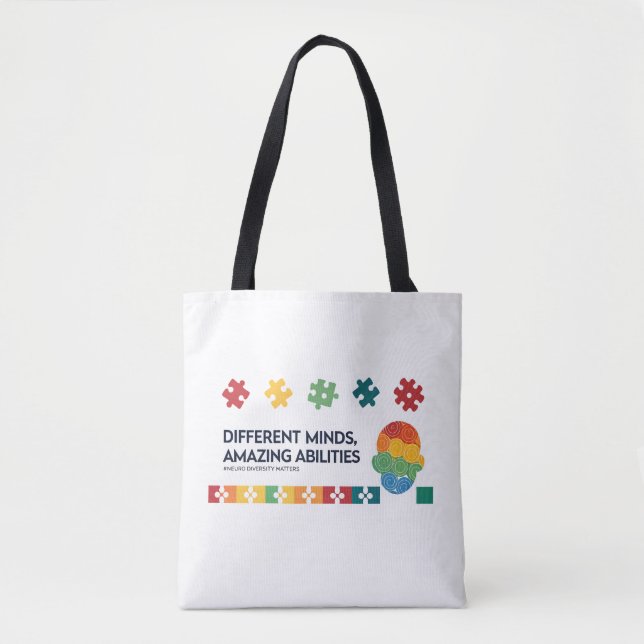 Bolsa Tote Different Minds Amazing Abilities Awareness Art (Frente)