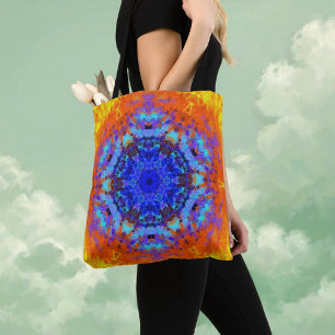 Bolsa Tote Digital Mandala Blue Orange e Yellow