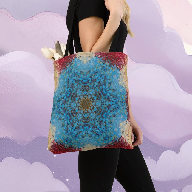 Bolsa Tote Digital Mandala Blue Red e Yellow (Criador carregado)