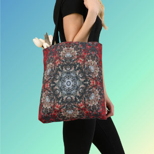 Bolsa Tote Digital Mandala Vermelho e Branco