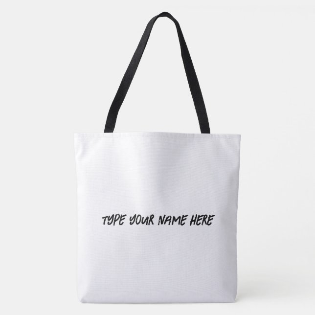 Bolsa Tote Digite seu nome aqui Texto impresso Comprando casa (Frente)