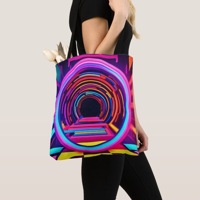 Bolsa Tote Dimensões do Túnel Neon (Close Up)