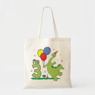 Bolsa Tote Dino aniversário de 3 anos