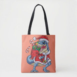 Bolsa Tote Dinosaur Christmas Santa Claus T rex Boys Men