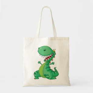 Bolsa Tote Dinosaur de desenho animado engraçado rugindo T-Re