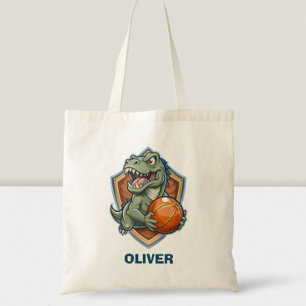 Bolsa Tote Dinossauro Assustador e Divertido Jogando Basquete