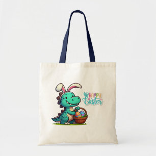 Bolsa Tote Dinossauro bonito, coelho da Páscoa