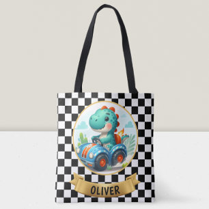Bolsa Tote Dinossauro Bonito Dirigindo Carro Race
