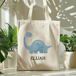 Bolsa Tote Dinossauro Cinza Azul Fofo Personalizado para Cria