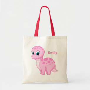 Bolsa Tote Dinossauro cor-de-rosa bonito do Brontosaurus do