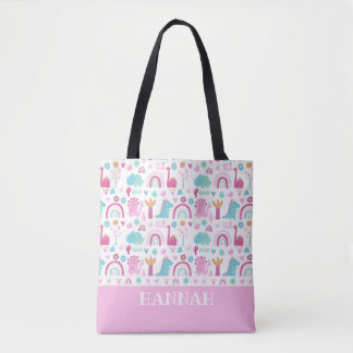Bolsa Tote Dinossauro de Energia de Meninas Personalizadas