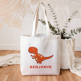 Bolsa Tote Dinossauro Laranja Fofo para Crianças