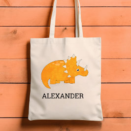 Bolsa Tote Dinossauro Laranja Fofo Personalizado