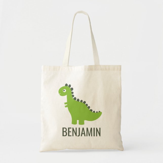 Bolsa Tote Dinossauro T Rex Dino Bebê Nome Simples (Frente)