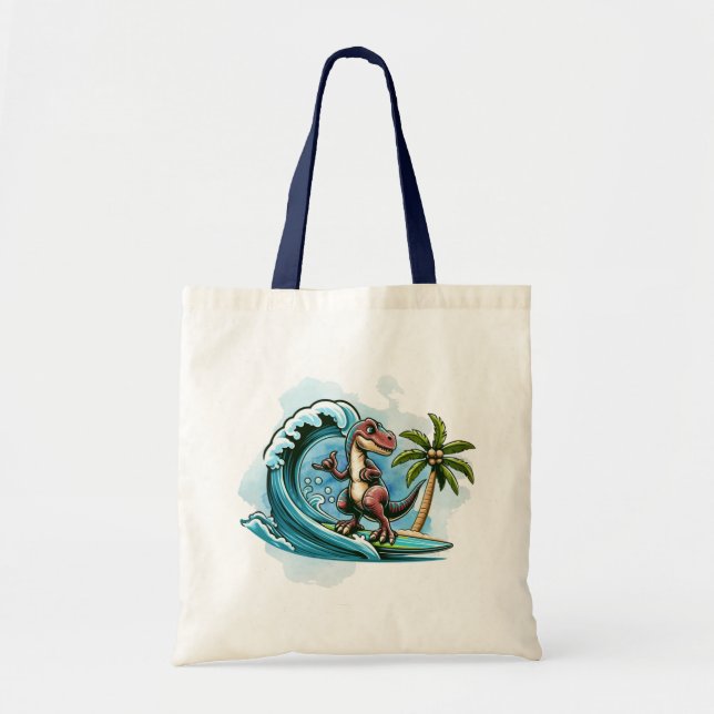 Bolsa Tote Dinossauro tropical surfante (Frente)