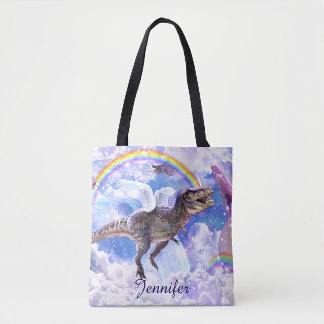 Bolsa Tote Dinossauro-unicórnio dinocorn (Frente)