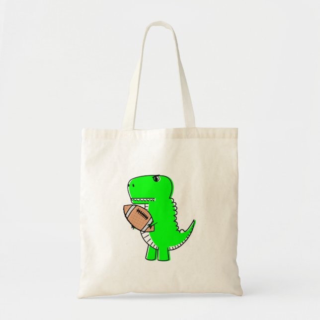 Bolsa Tote Dinossauro Verde Adora Futebol (Frente)