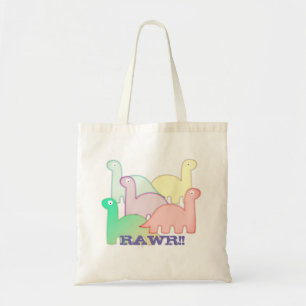 Bolsa Tote Dinossauros bonitos Pastel coloridos