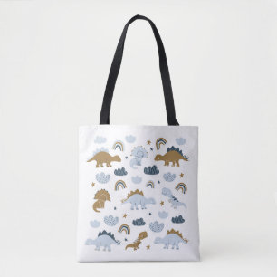 Bolsa Tote Dinossauros desenhados à mão em estilo escandina