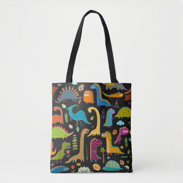 Bolsa Tote Dinossauros Infantis: Padrão Divertido e Perfeito (Frente)