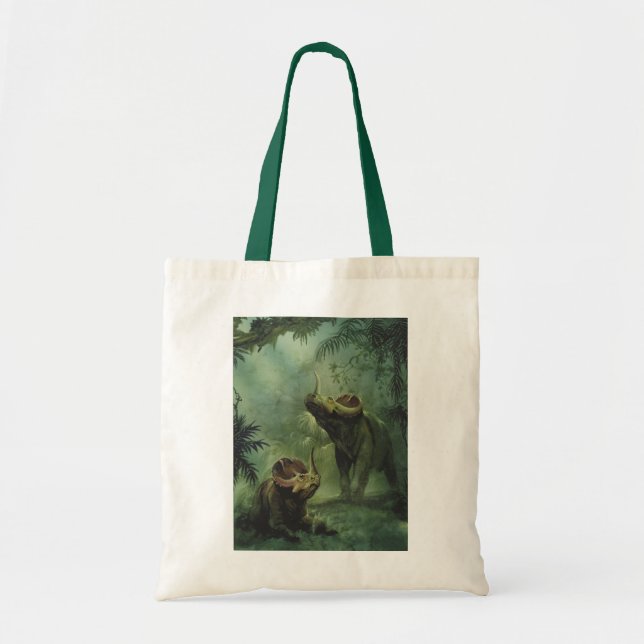 Bolsa Tote Dinossauros Vintage, Centrosaurus na Selva (Frente)