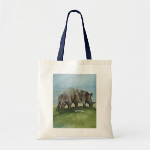 Bolsa Tote Dinossauros Vintage, Centrosaurus Pastando em Prad