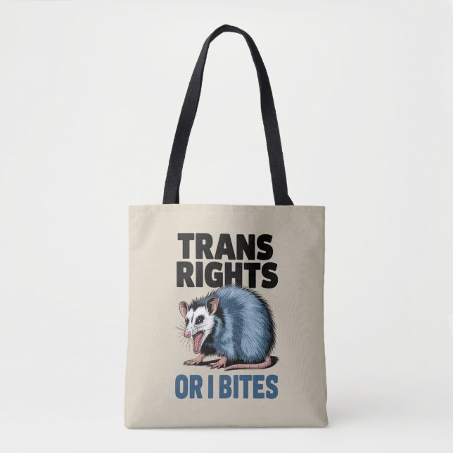 Bolsa Tote Direitos Trans Ou I Morde Orgulho Lgbtq Engraçado  (Frente)