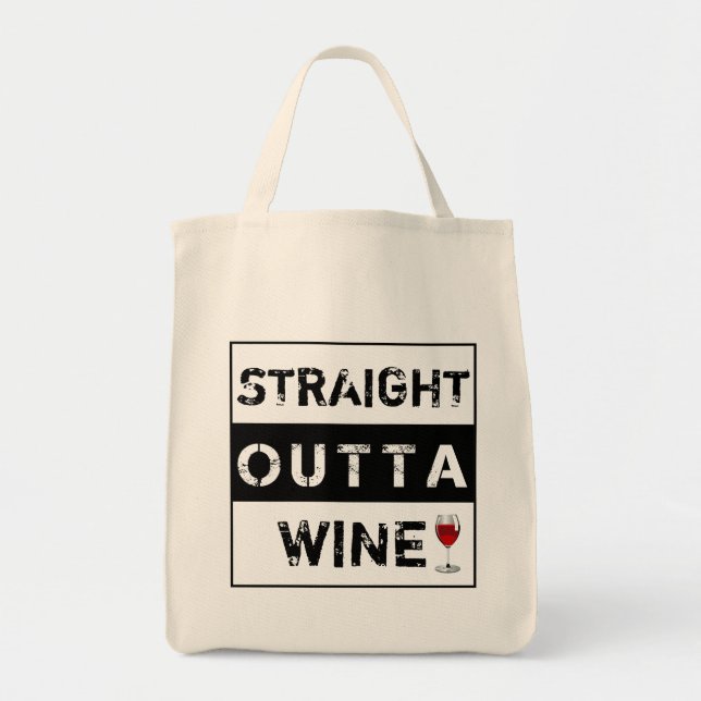 Bolsa Tote Direto do Vinho ou Personalize Seu Próprio Texto (Frente)