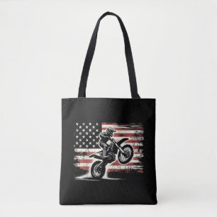 Bolsa Tote Dirt Bike American Flag Motocross Biker Vintage EU