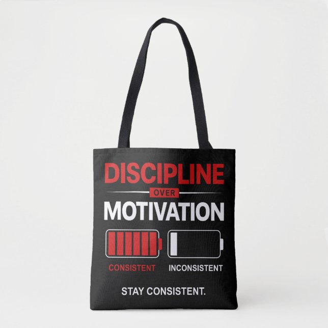 Bolsa Tote Disciplina em vez de Motivação – Seja Consistente  (Frente)