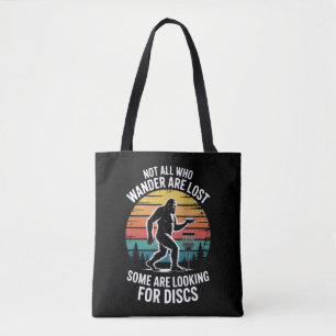 Bolsa Tote Disco de Golfe Engraçado Vintage Bigfoot Golfista 