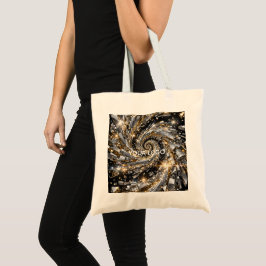 Bolsa Tote Disco Espiral Vortex Ouro & Prata