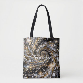 Bolsa Tote Disco Espiral Vortex Ouro & Prata