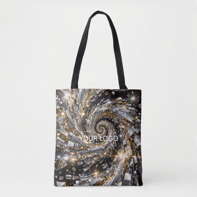 Bolsa Tote Disco Espiral Vortex Ouro & Prata (Frente)