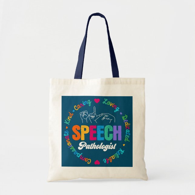 Bolsa Tote Discurso de Discurso Terapêutica de Discurso SLP L (Frente)