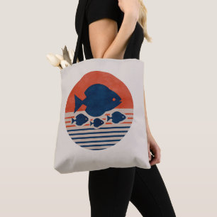 Bolsa Tote Discus e Tetras Minimalistas Arte de Meados do Séc