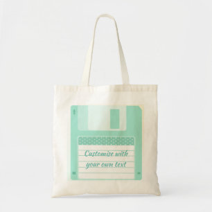 Bolsa Tote Disquete Teal Cugado para Personalizar com Texto P