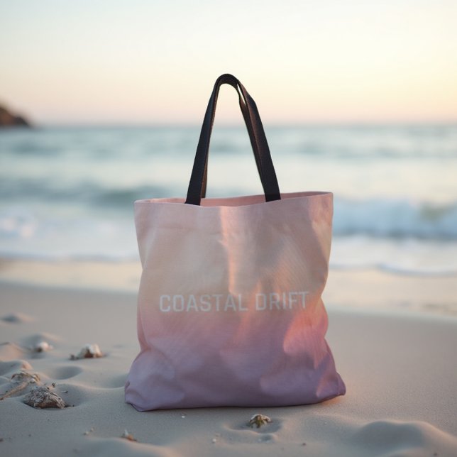 Bolsa Tote Dissipação Costeira - Gradiente Pôr do Sol do Past (Coastal Drift Tote. Soft lavender to peach gradient for a serene sunrise style.)