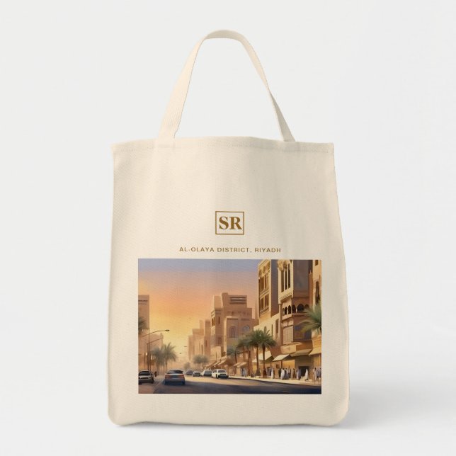 Bolsa Tote Distrito de Al-Olaya Golden Hour, Riade (Frente)