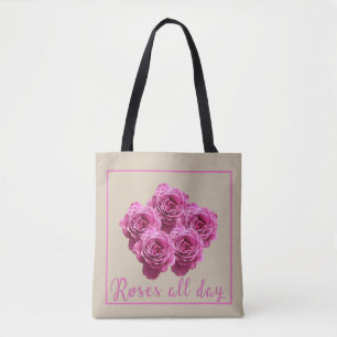 Bolsa Tote Ditos engraçados sobre rosas e amor