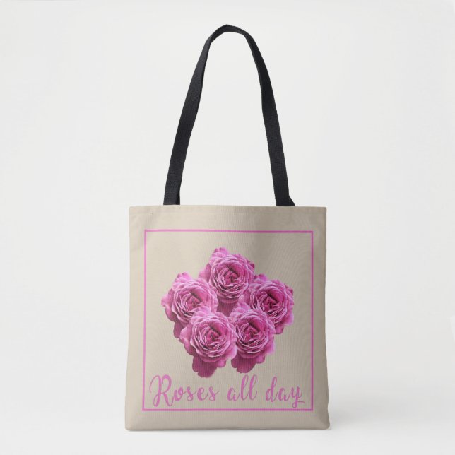 Bolsa Tote Ditos engraçados sobre rosas e amor (Frente)